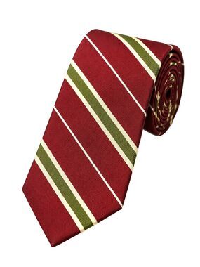 Vtg Atkinsons California Repp Stripe Necktie Red Green Cream Classic Tie 56"